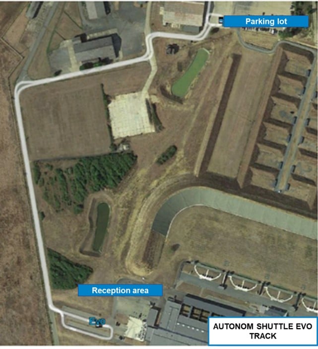 Parcours de la navette Autonom Shuttle Evo au Centre National de Tir Sportif